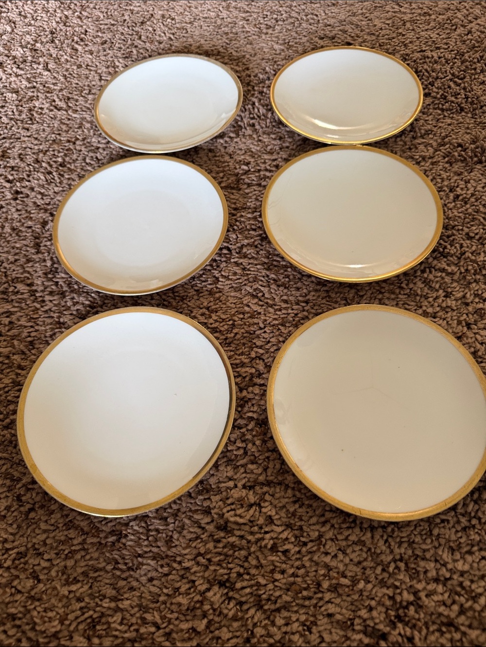 White Porcelain Side Plates with Gold Rim - Set of 6